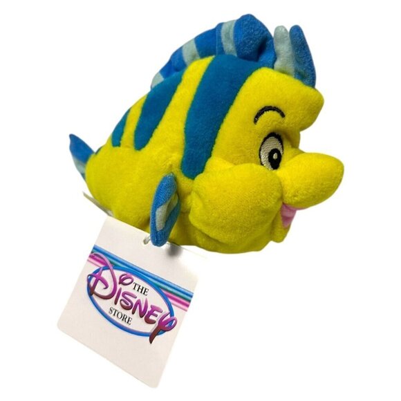 NWT 90s Disney Store FLOUNDER LITTLE MERMAID Vintage DISNEY Mini Beanie Doll - Picture 1 of 5